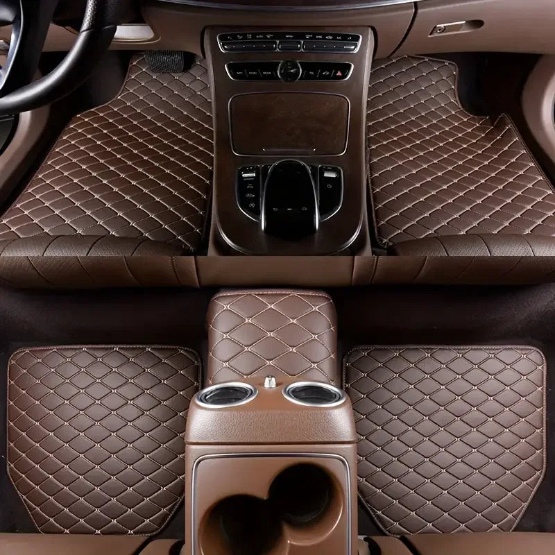 5Pcs Car Floor Mats PU Leather Waterproof Auto Foot Pad Protector pads Fashion Universal Car Carpet Cushion For All Seasons