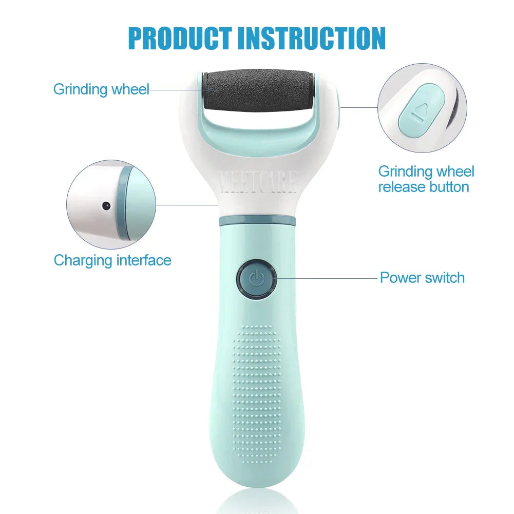 Electric Foot Grinder - Wireless Pedicure Tool for Dead Skin, Calluses, and Cracks