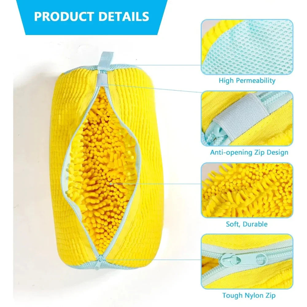 Durable Shoe Washing Machine Bag – Yellow & Blue Zipper | Protective Laundry Wash Bag for Sneakers & Casual Shoes