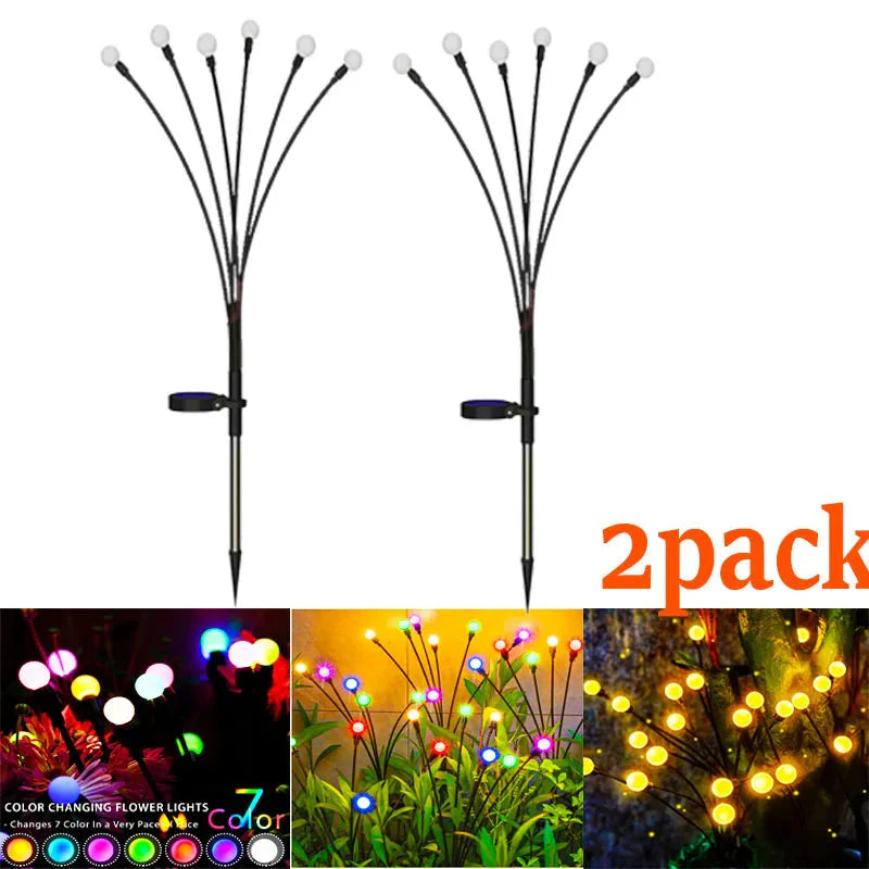 12Pack Solar LED Starburst Firefly Lights – IP66 Waterproof Garden & Lawn Decoration