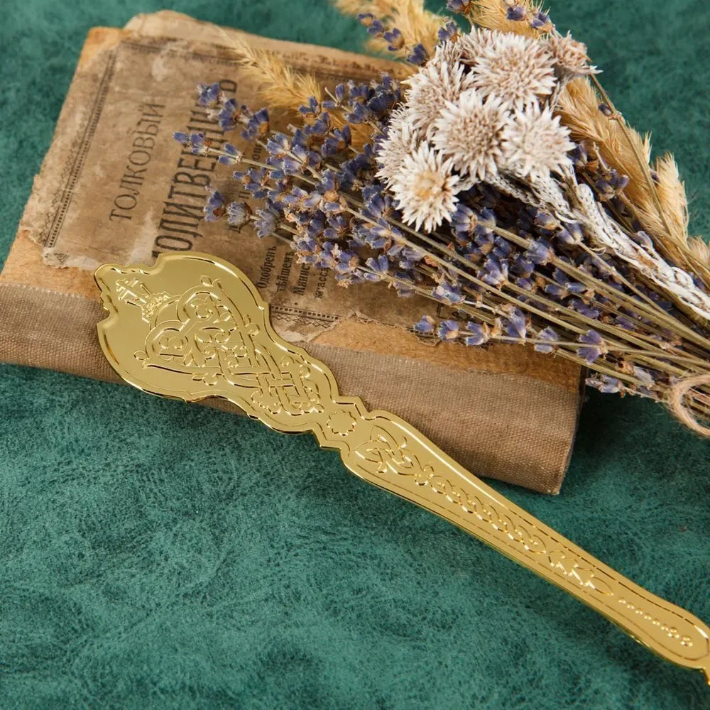 Church Product Baptismal Supplies Gold Plated Holy Grail Plate Spoon Religious Ritual Accessories Holy Water Set