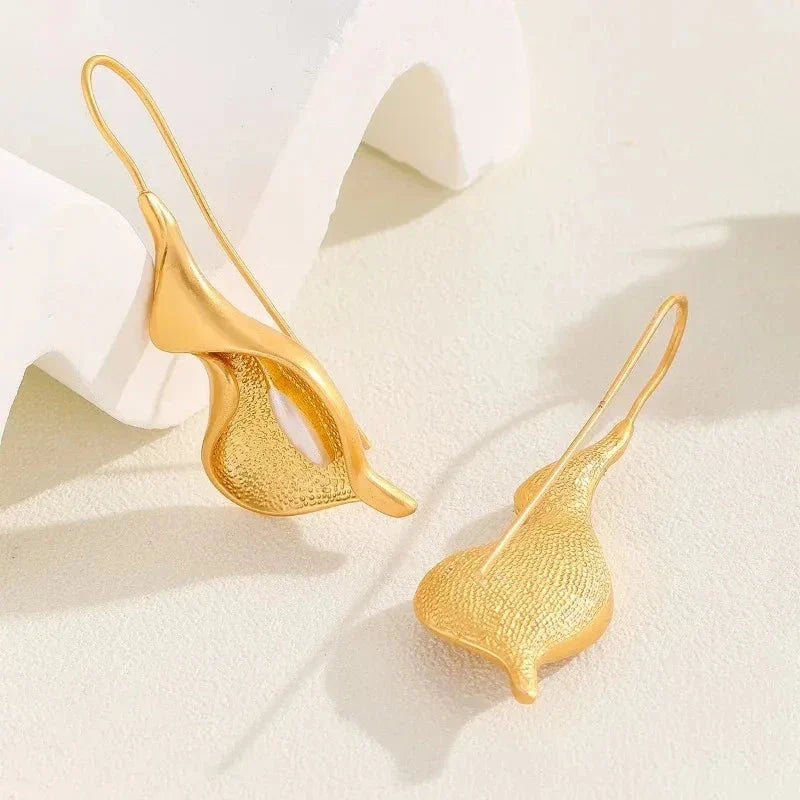 Blooming Flower Hook Earrings – Gold & Silver Dangle Jewelry for Women
