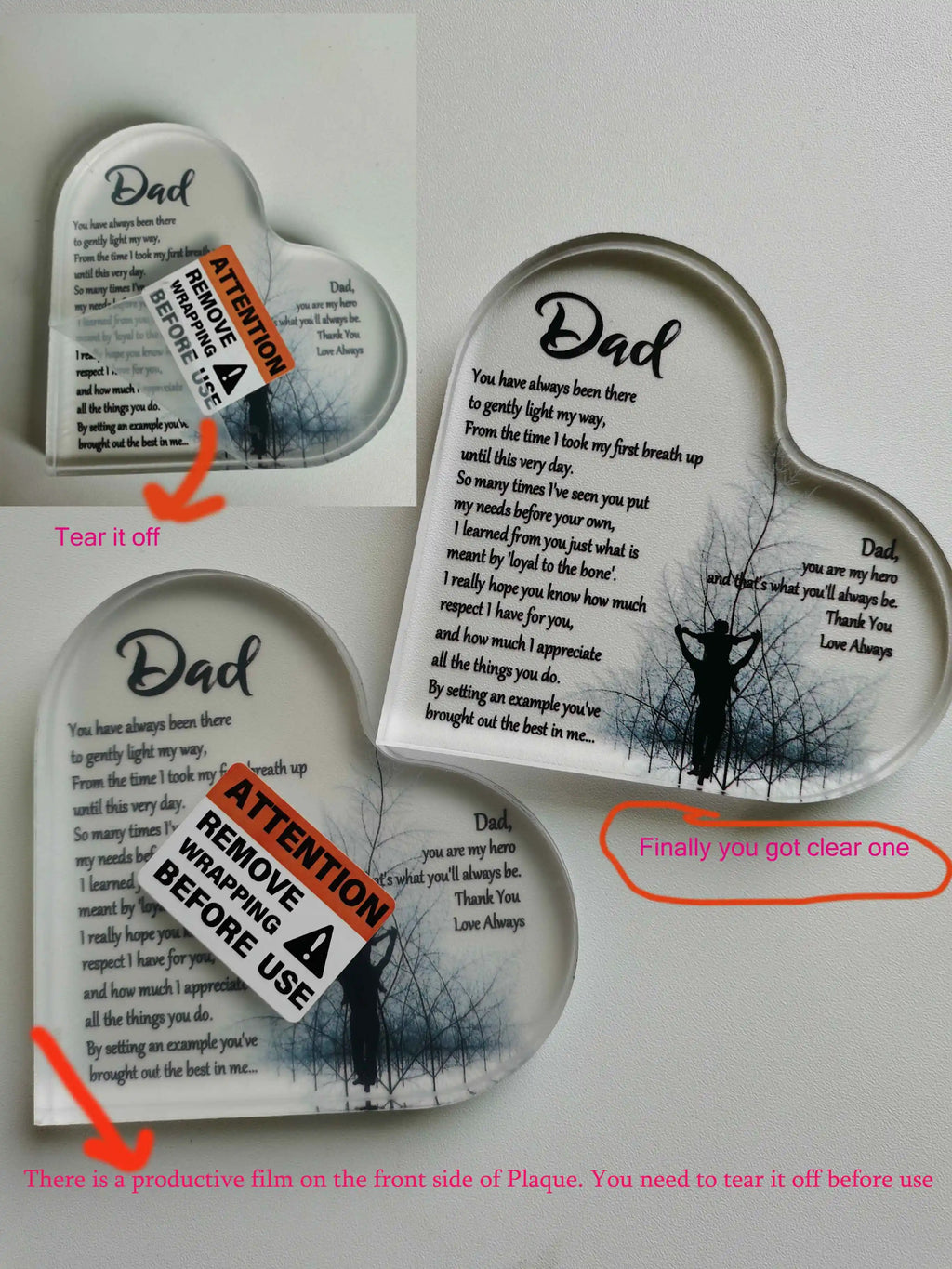 1PC Heart Shape Acrylic Plaque for Dad