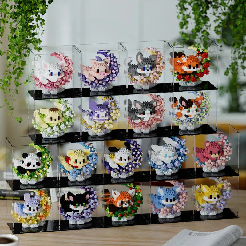 Mini Dog Cat panda raccoon Cute Pet Small Building Block Model Series Ornaments Children's Toy Christmas Birthday Gifts for Kids