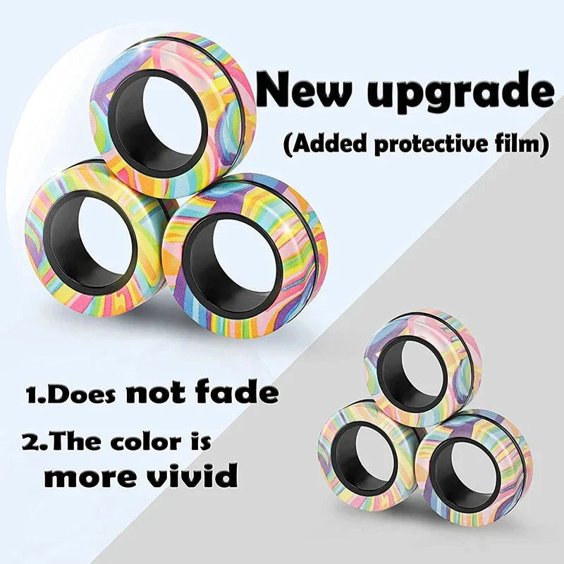 Magnetic Spinner Rings Fidget Toy Set – 3PCS Anti-Stress Magnetic Rings for Anxiety Relief and Focus