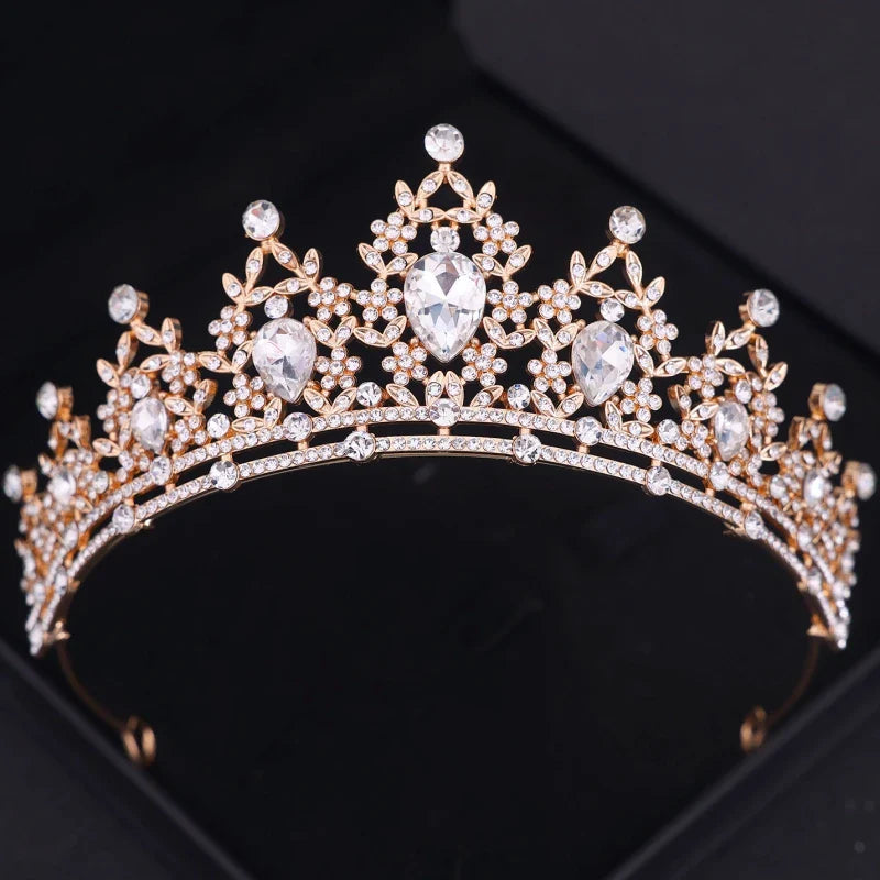 Gold Color Luxury Crystal Wedding Tiaras Crowns Party Rhinestone Prom Bridal Diadem Crown Tiara Hair Jewelry