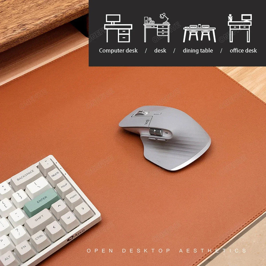 Large PU Leather Office Desk Mat – Waterproof Dual-Tone Mouse Pad & Keyboard Desk Protector for Home or Office