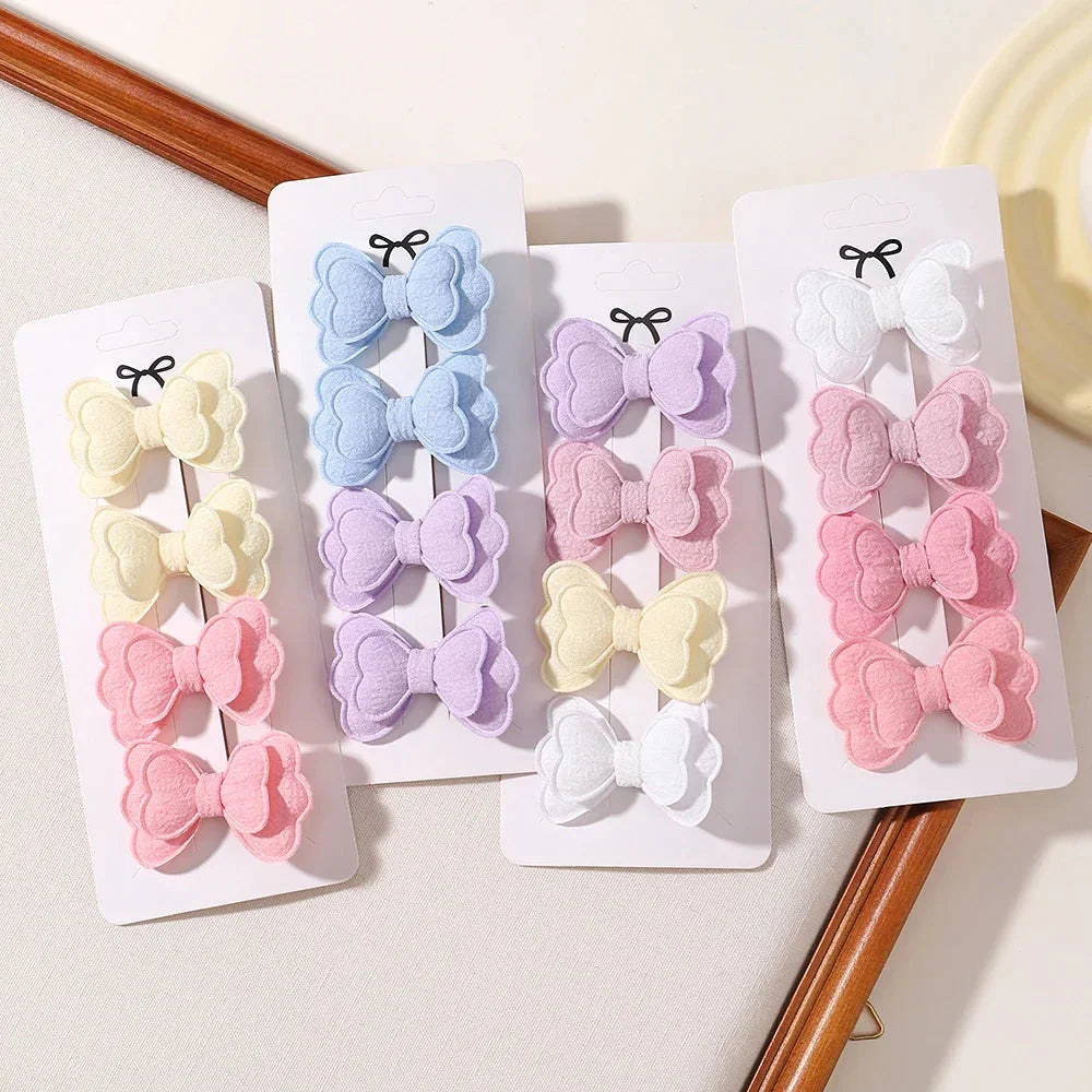 4Pcs Candy Colored Hair Clips for Girls Cute Double-Layered Bows