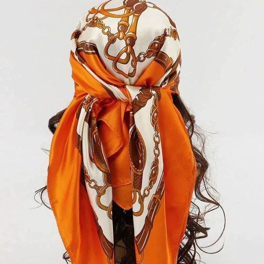 Satin Square Scarf – Elegant 2025 Print Hijab, Shawl & Hair Wrap