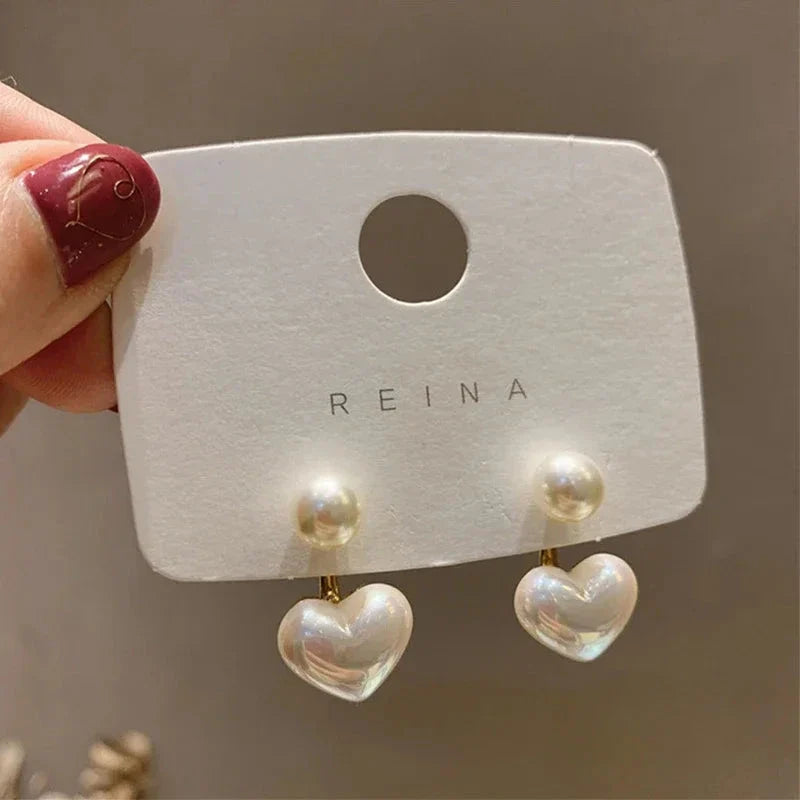 Love Heart Pearl Drop Earrings – Sweet Elegant Jewelry for Women