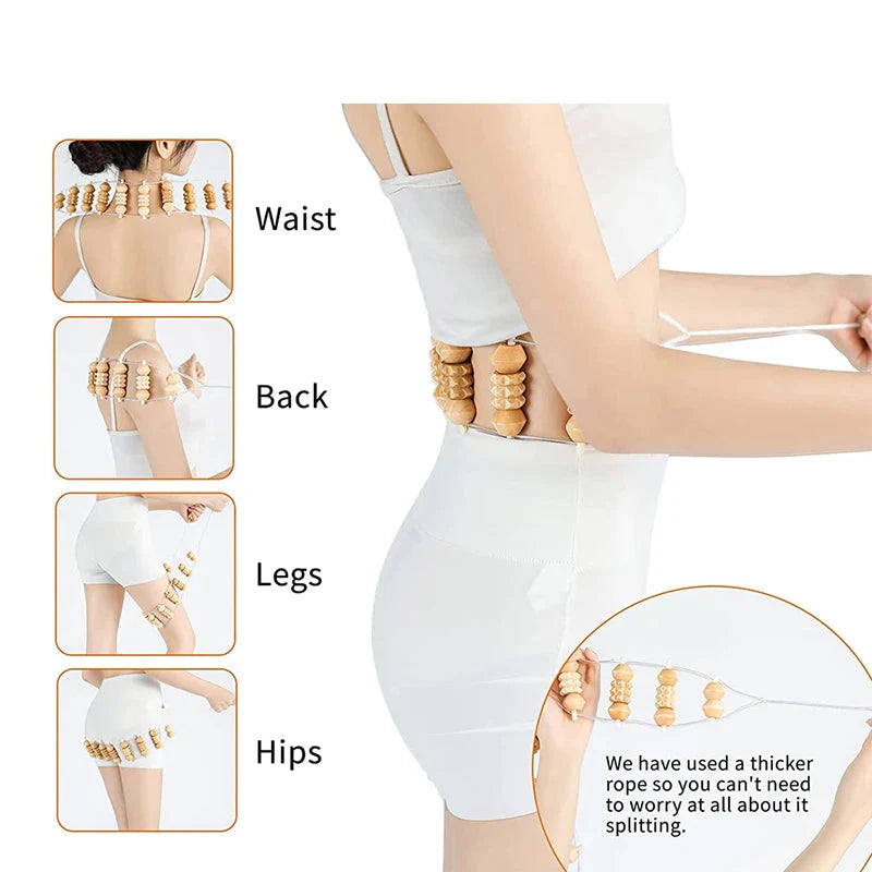 Wooden Therapy Massage Roller for Back Pain Relief & Body Shaping