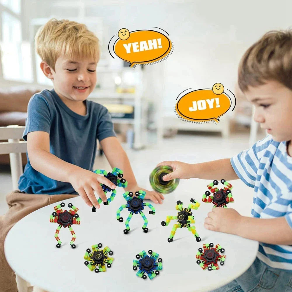 4PCS Glow-in-the-Dark Fidget Spinners – Deformable Robot Sensory Toys for Kids & Adults | Stress Relief Fingertip Gyro Party Favors