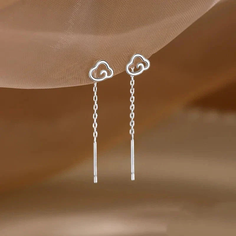 Long Tassel Heart Drop Earrings – Gold & Silver Korean Fashion Jewelry