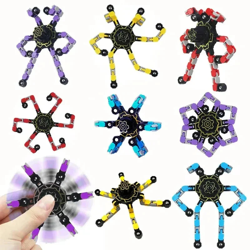 Deformable Fidget Spinner Chain Toy – Intelligent Stress Relief Finger Gyro for Kids & Adults