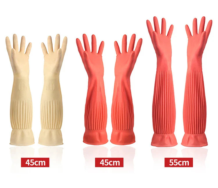 1Pair Lengthen Dishwashing Cleaning Silicone Gloves