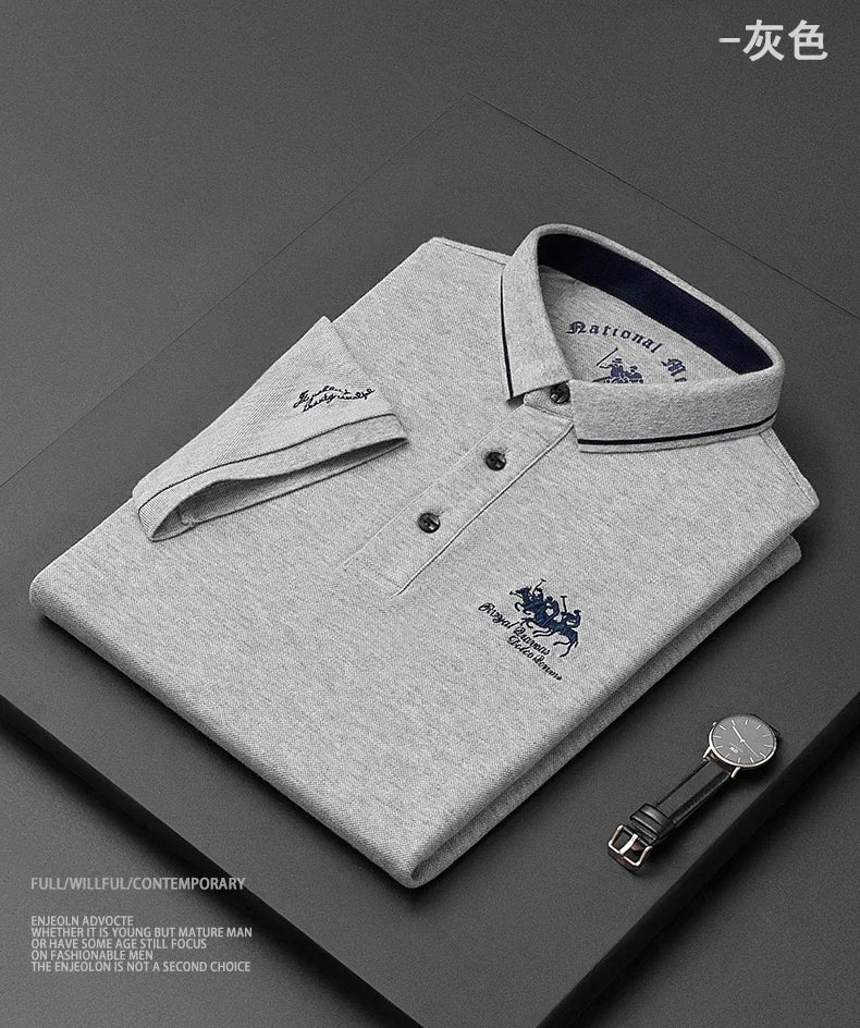 High Quality Men's Cotton Embroidered Summer Polo Shirt Short Sleeve T-shirt