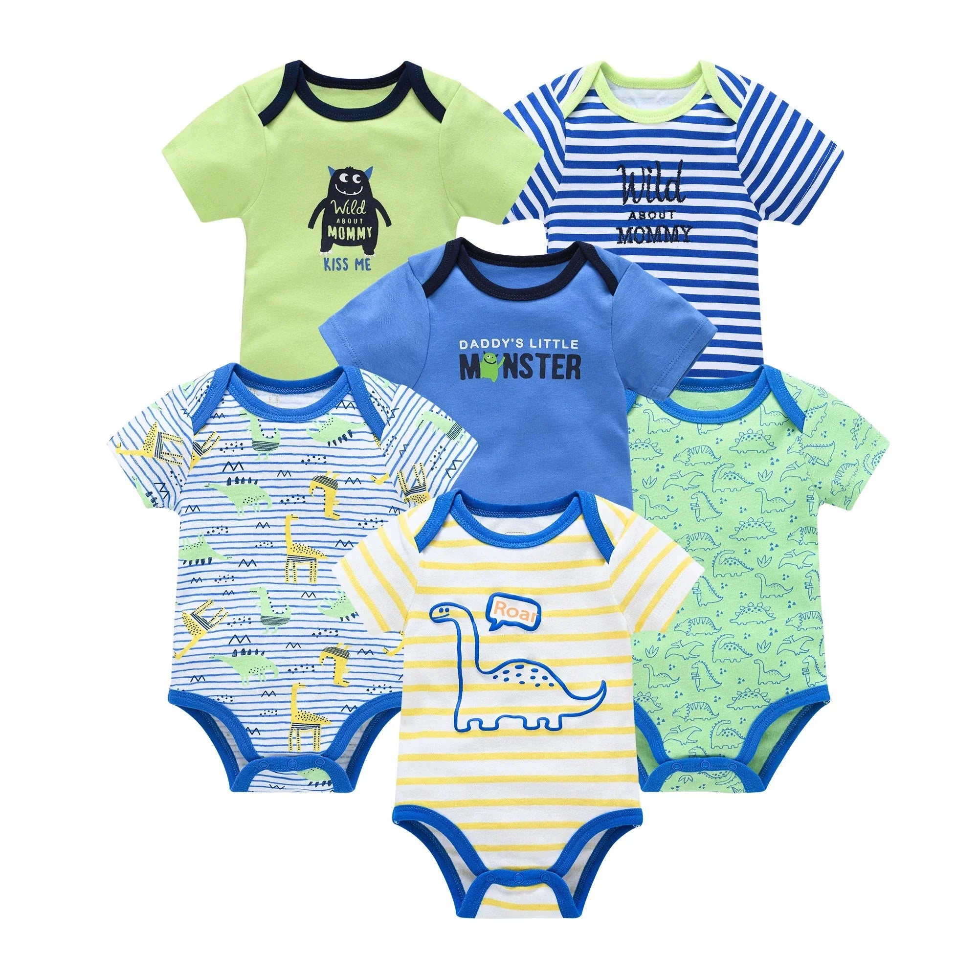 3/6 PCS Baby Cotton Bodysuits Set Short Sleeve Summer Outfits for Newborn Boys & Girls 0–12 Months