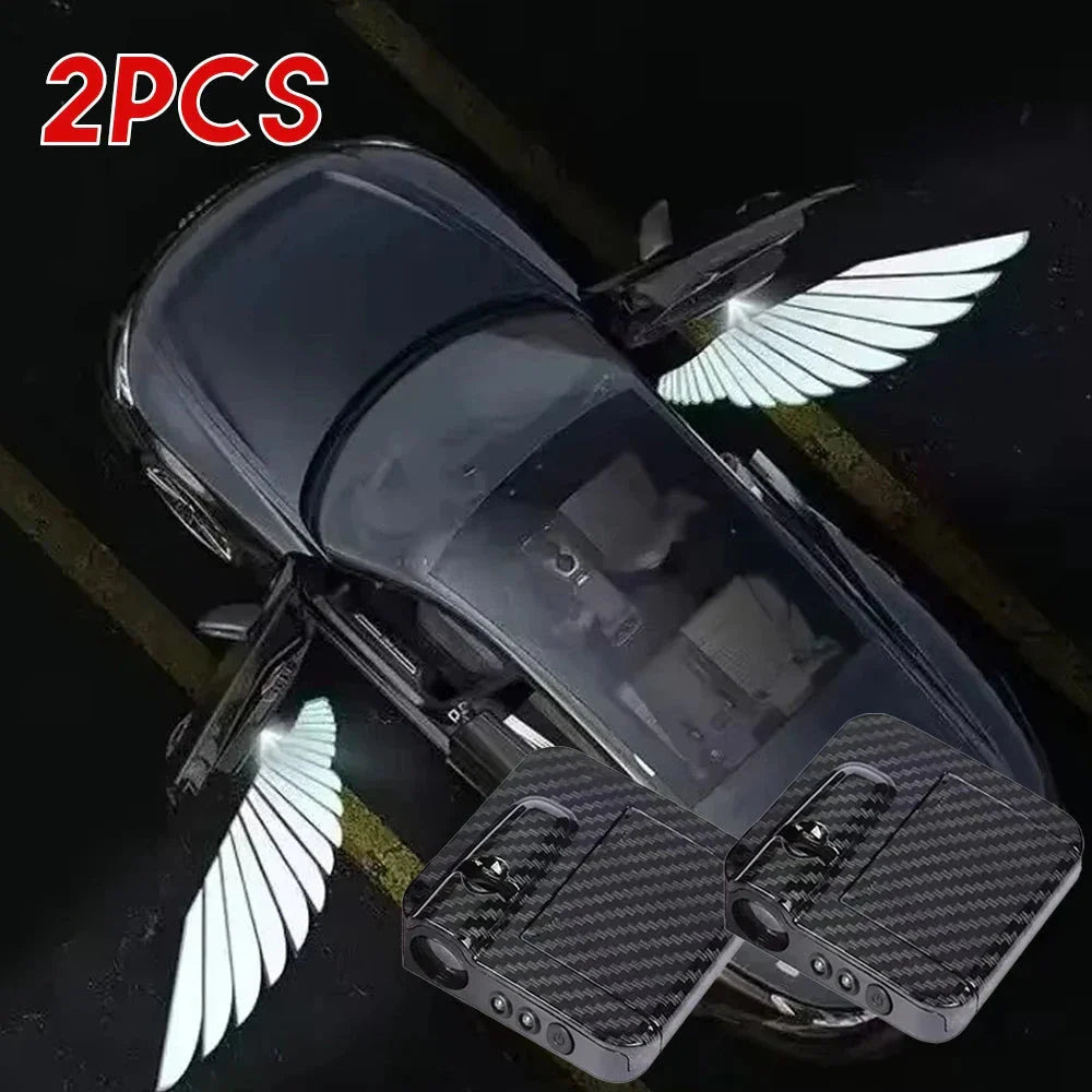 2Pcs Car Angel Wings Welcome Lamp - LED Door Light for Universal Vehicle Models