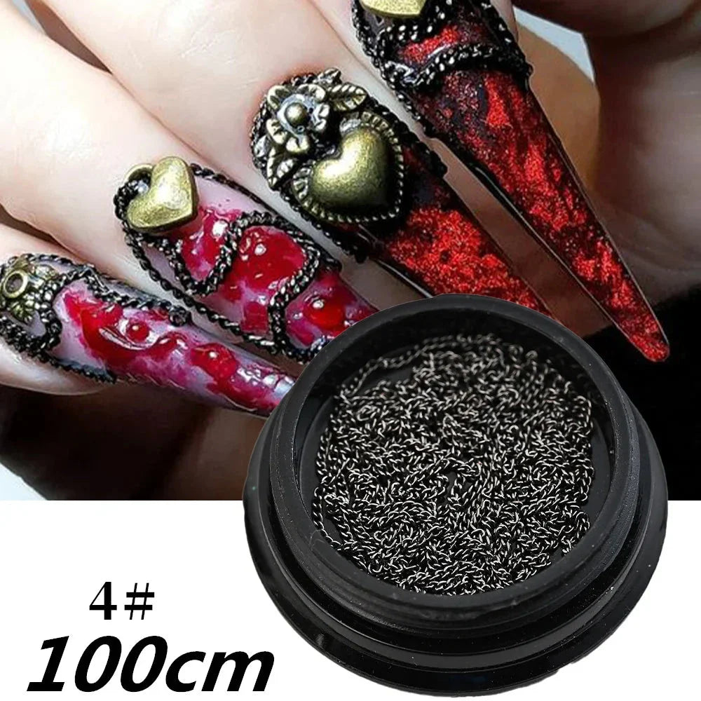 100/50cm Luxury Crystal Chain Nail Charms - 1.5/2mm Clear & AB Diamond Nail Art Decoration