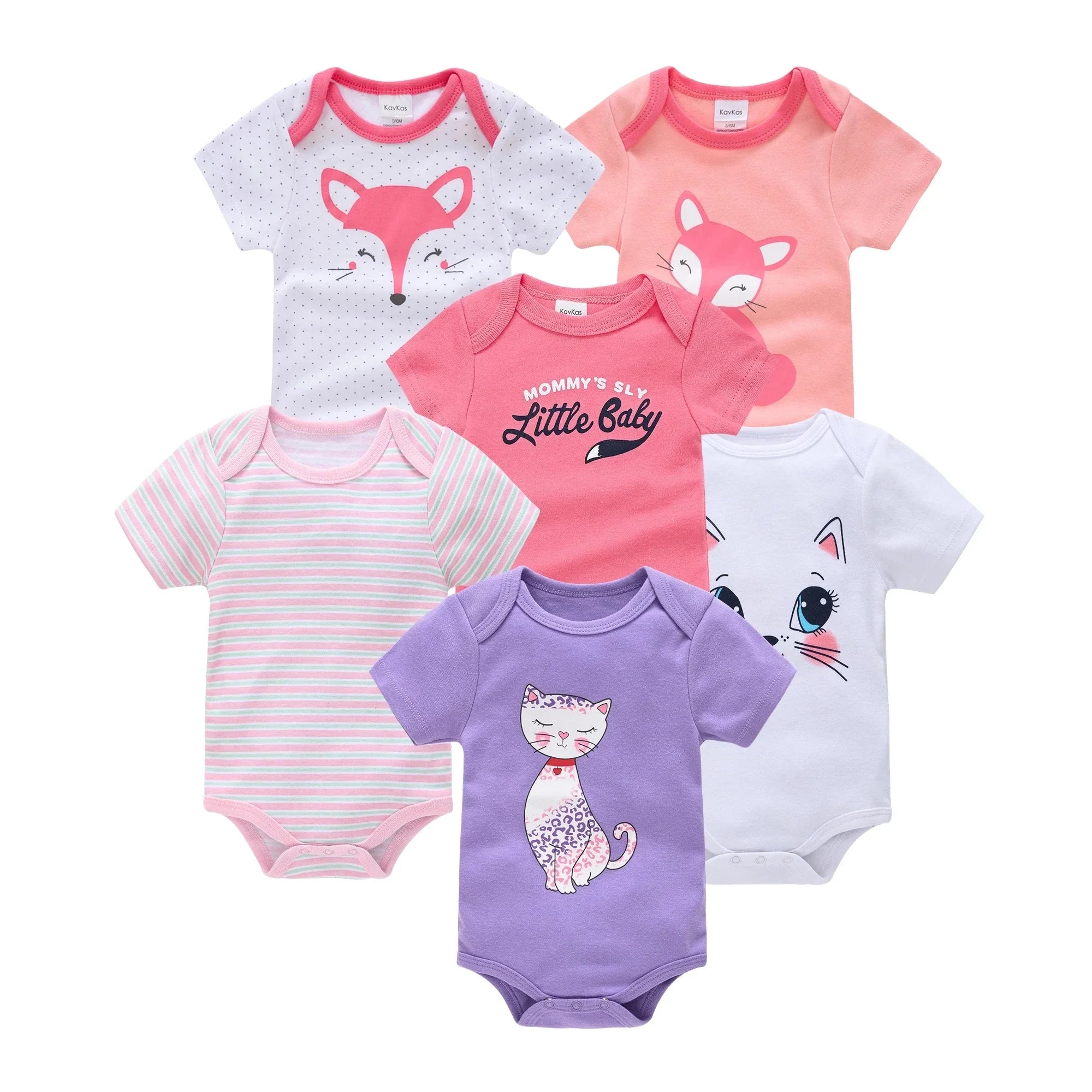3/6 PCS Baby Cotton Bodysuits Set Short Sleeve Summer Outfits for Newborn Boys & Girls 0–12 Months