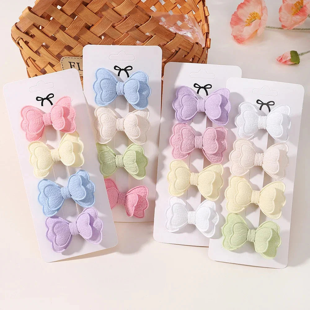 4Pcs Candy Colored Hair Clips for Girls Cute Double-Layered Bows