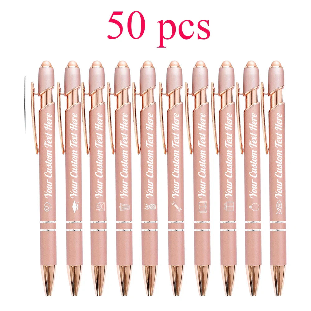 10-100 Customized Ballpoint Pen with Stylus Tip Print Name Logo Metal Pen for Business Graduation Birthday Anniversary Gift Pen