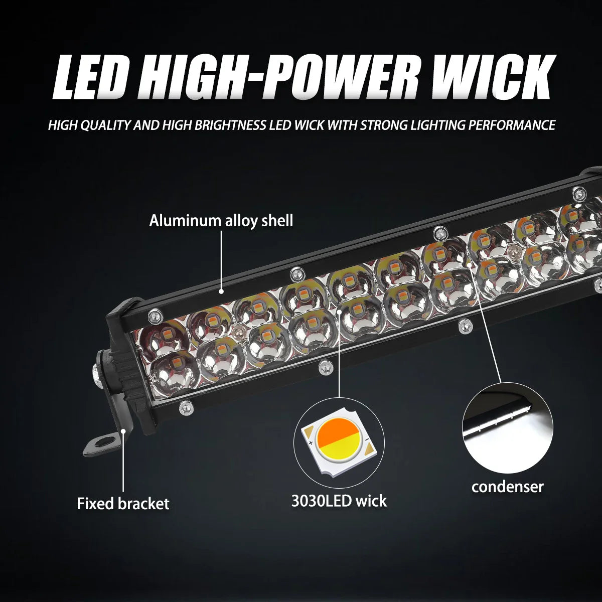 Motorcycle Headlight Light Handlebar LED Light Bar Set 60W LED With switch Kit Fits Most 7/8” Handlebars White Yellow Flicker