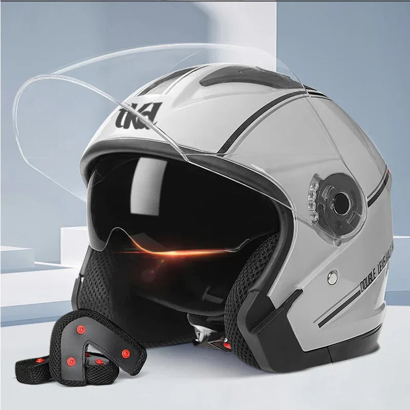 Motorcycle Dual Visor Flip Up Modular Full Face Helmet Anti-fog Street Bike Racing Helmet for Women, Men, 4 Colors