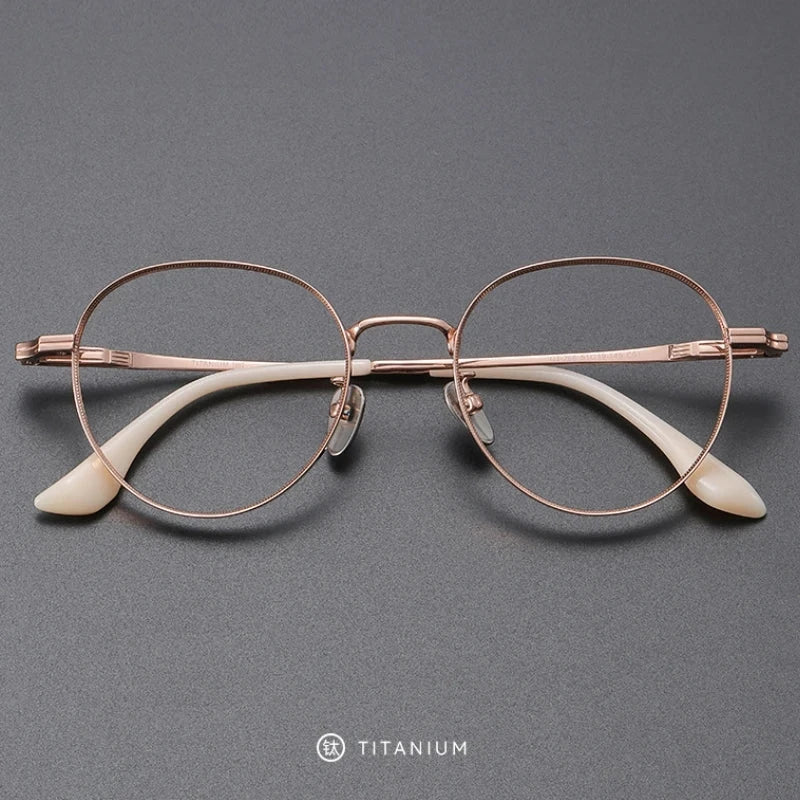 YIMARUILI Luxury Titanium Round Glasses – Retro Wide-Rimmed Frame