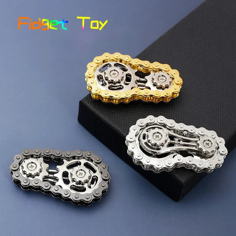 Sprockets Flywheel Fingertip Gyro Fidget Spinner Antistress Anxiety Metal Bike Chains EDC Spinner Fidget Toys For Adult Kids