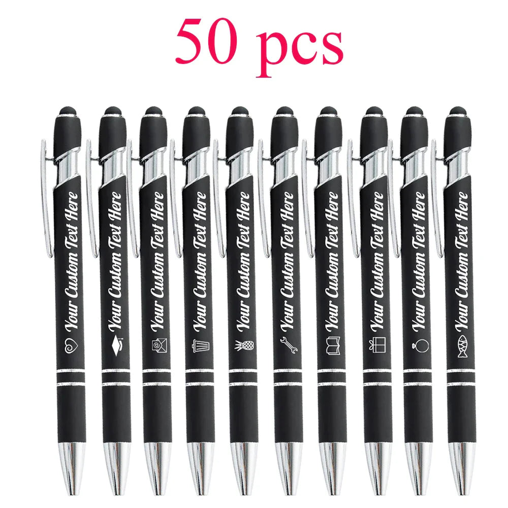 10-100 Customized Ballpoint Pen with Stylus Tip Print Name Logo Metal Pen for Business Graduation Birthday Anniversary Gift Pen