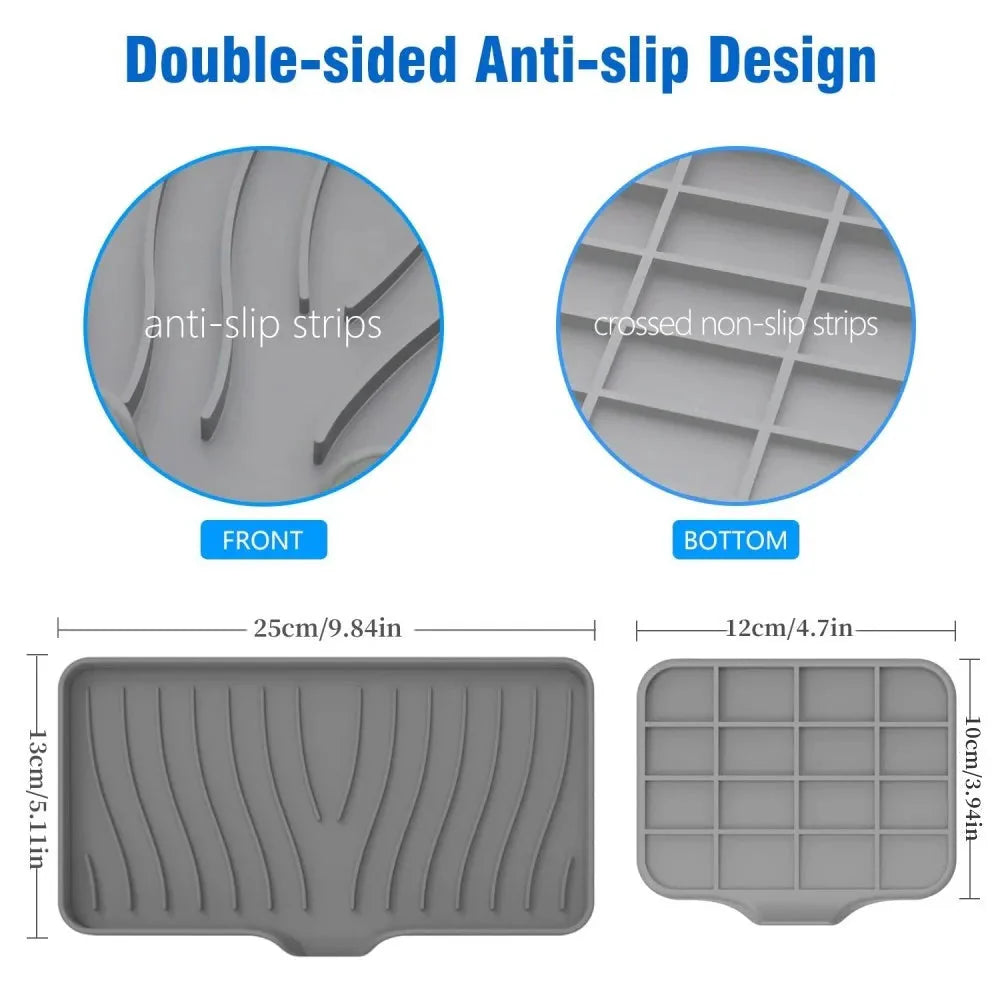 Silicone Drain Soap Dish - Anti-Slip Sink Tray for Kitchen & Bathroom