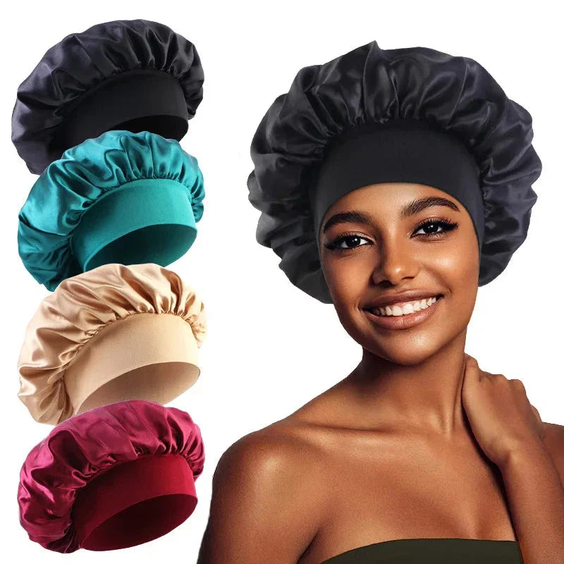 Women’s Satin Bonnet – Wide-Brim Night Sleeping & Hair Care Cap