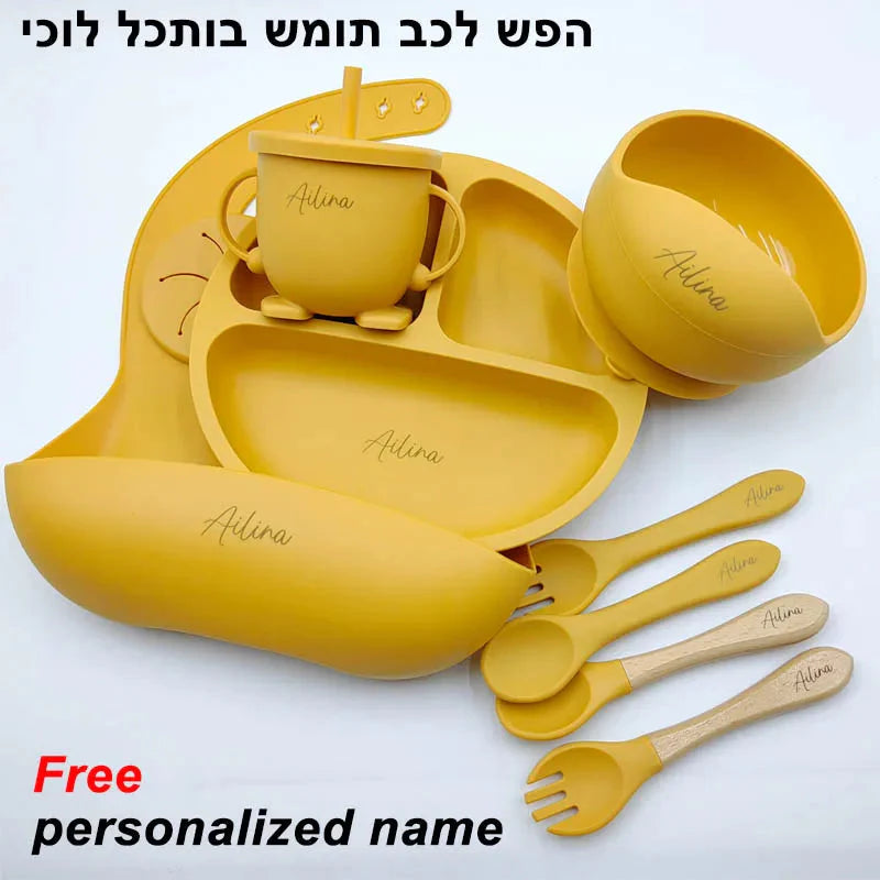 Silicone Baby Feeding Plate Set with Suction Bowl