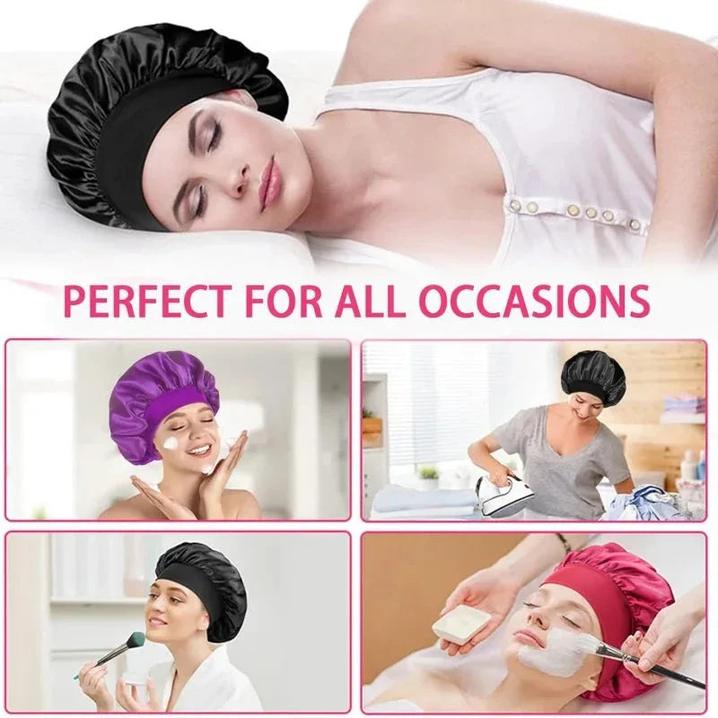 Women’s Satin Bonnet – Wide-Brim Night Sleeping & Hair Care Cap