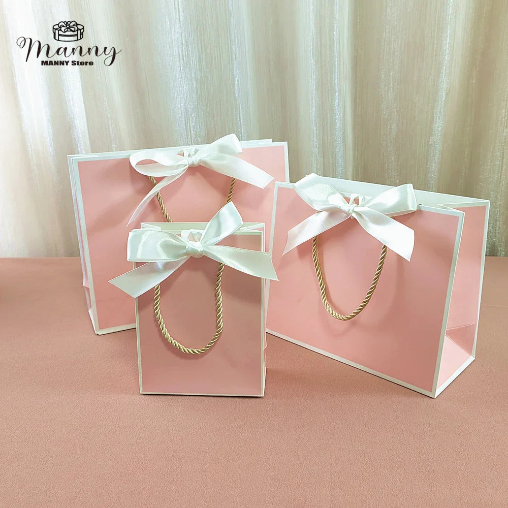 10 Pcs Custom Logo Gift Bag Packaging Box For Small Businesses Valentines Day Paper Bag Favors Boxes Wedding Birthday Flower