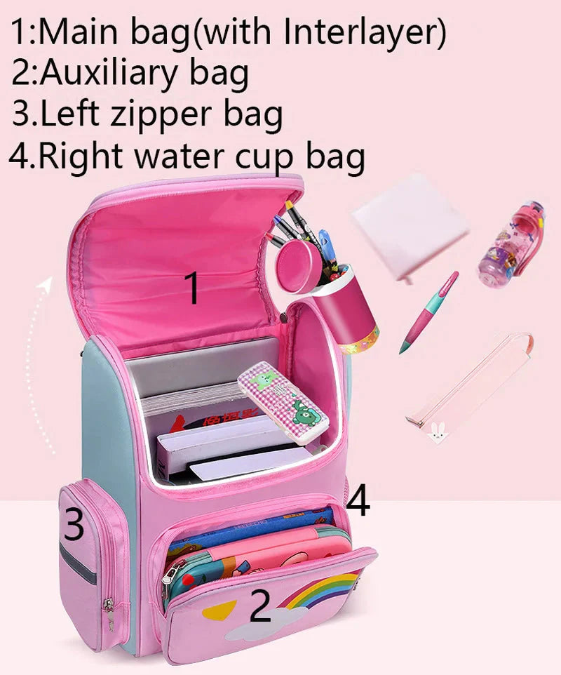 Kid Unicorn Backpack for Girls – Rainbow Eyes Waterproof School Bag
