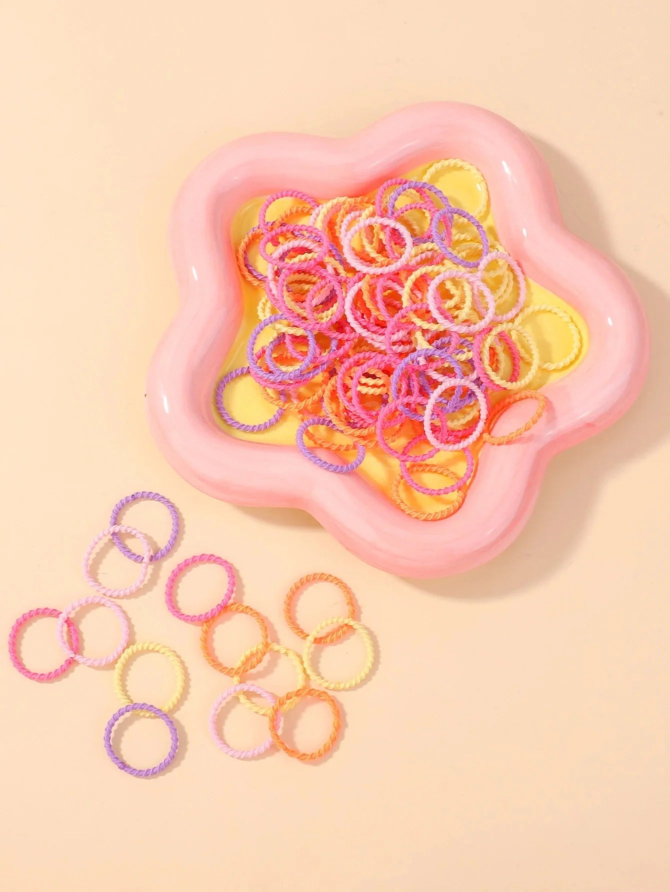 100pcs Kids Rubber Bands – Colorful Hair Scrunchies for Toddlers