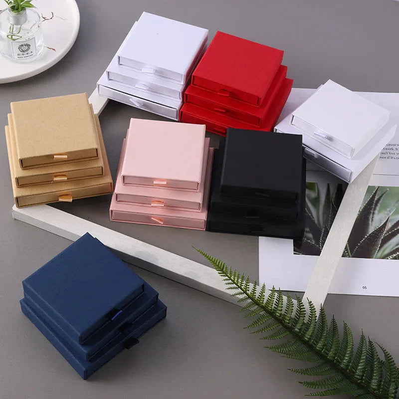 10pcs Kraft Paper Jewelry Boxes for Necklace Bracelet Earrings Gifts