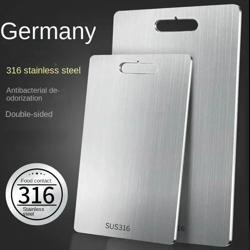 316 Stainless Steel Chopping Board – Thickened Double-Sided Antibacterial Cutting Board for Kitchen & Dough Kneading