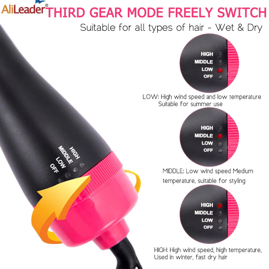 4-in-1 Hair Dryer Brush – Straightener Curler Volumizer