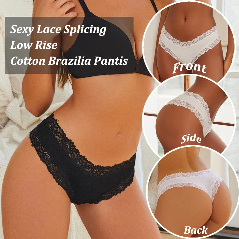10PCS/Set Women Lace Cotton Panties Sexy Low-Waist