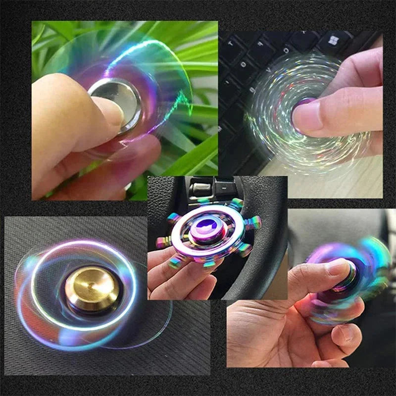 Metal Rainbow Fidget Spinner – Colorful EDC Hand Spinner Toy for Kids & Adults | Anti-Anxiety Stress Relief Finger Spinner Gift