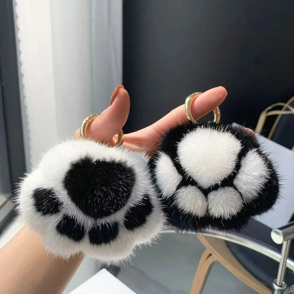 Cat Paw Plush Keychain – Cute Fluffy Faux Fur Pendant for Bags & Keys