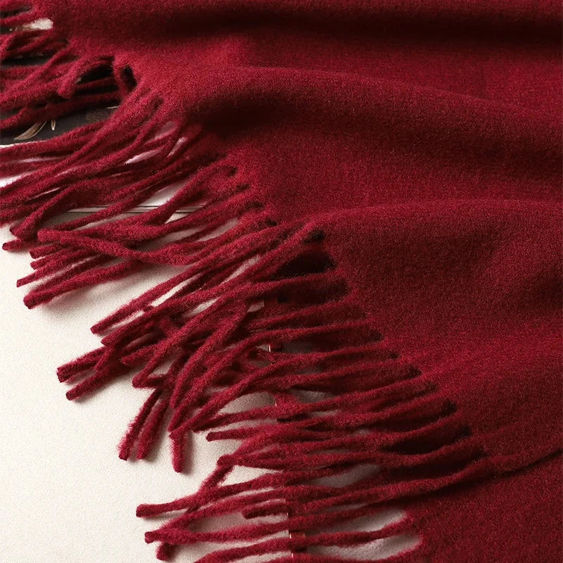 62-Color Winter Cashmere Scarf – Warm Tassel Pashmina Wrap for Women
