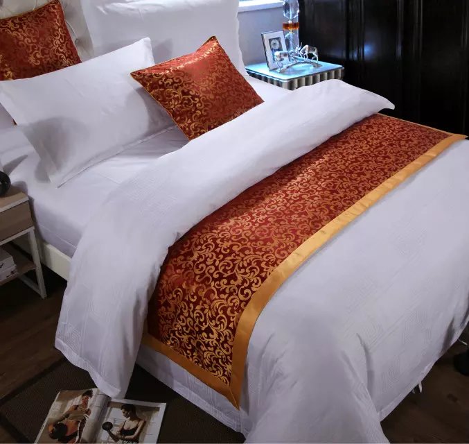 Hotel Bedding Decorative Cloth Bed Runner Bedspread Pure Color