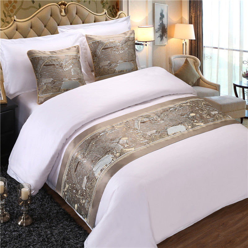 Hotel Bedding Decorative Cloth Bed Runner Bedspread Pure Color