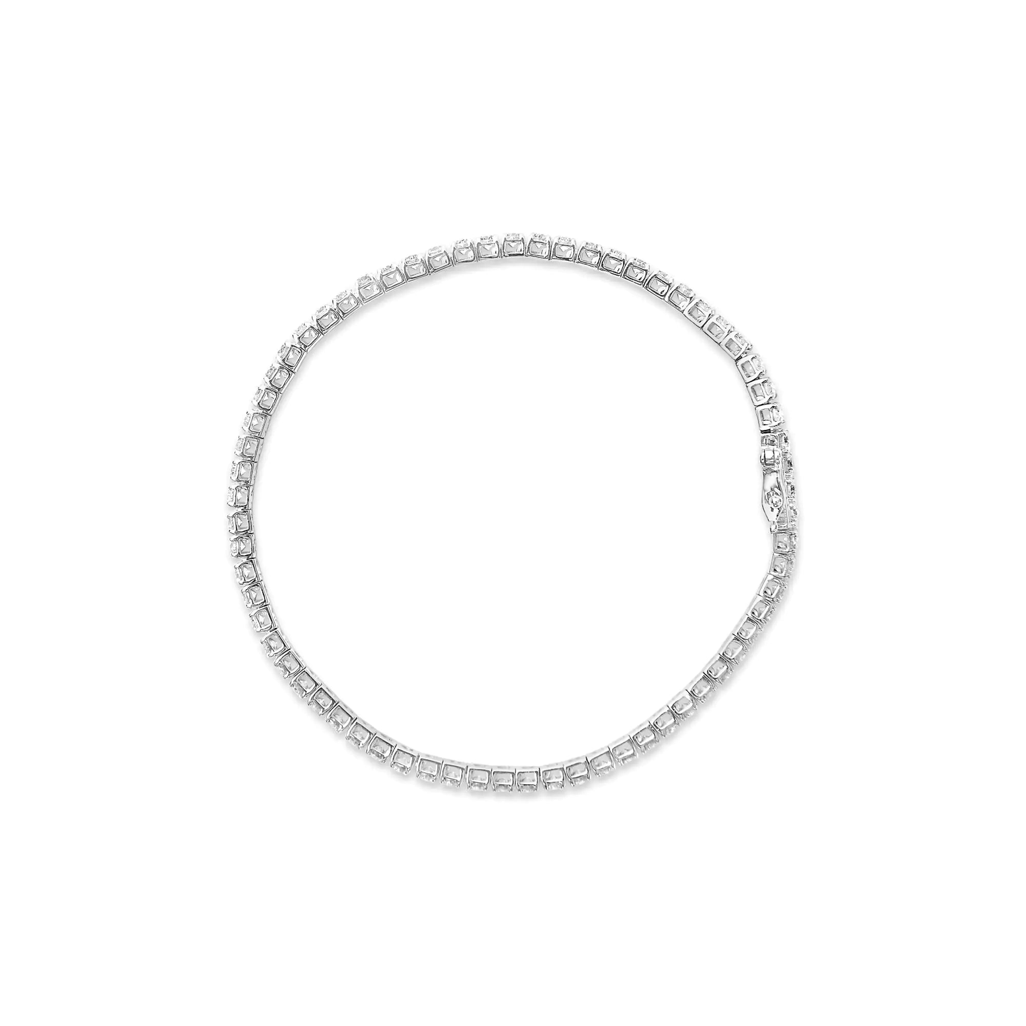 14K White Gold Lab Grown 4.00 Cttw Round Brilliant Cut Diamond Prong Set Classic Tennis Bracelet - 7" (F-G Color, VS2-SI1 Clarity)