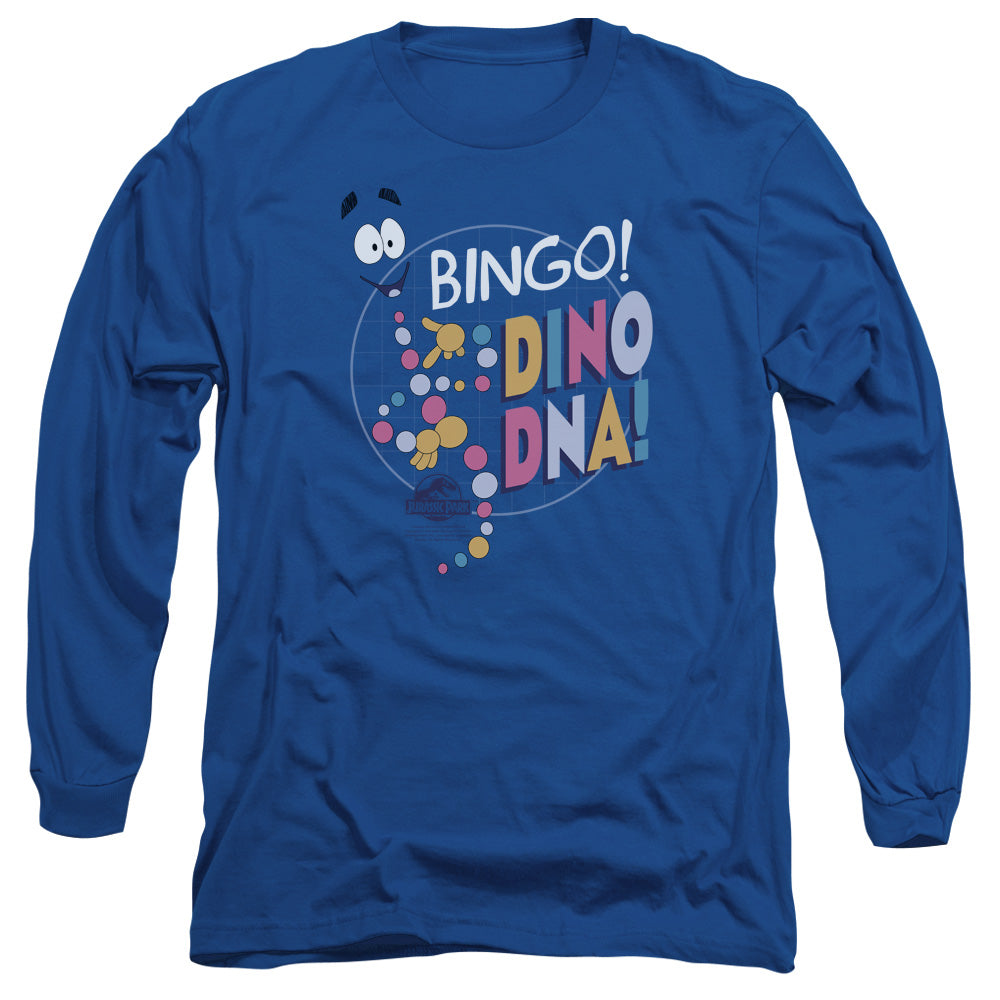 Jurassic Park Bingo Dino Dna Mens Long Sleeve Shirt Royal Blue