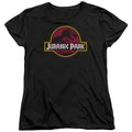Jurassic Park 8 Bit Logo Womens T Shirt Black